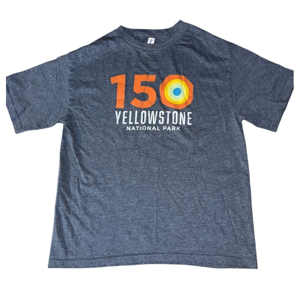 Yellowstone National‎ Park 150th Anniversary T Shirt Kids Large Gray Graphic Tee